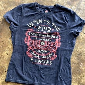 Graphic tshirt women’s cut, size medium Native American proverb.